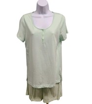 Charter Club Pajama Set XS Mint Green Henley Knit Tee  Sleep Shorts Loun... - $13.86