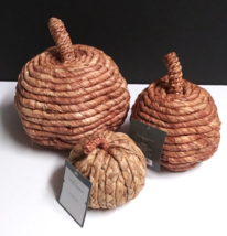 Wicker Threshold Halloween Corn Husk Woven Pumpkin Lot Decor 4-8&quot;h ea (Q... - $29.99