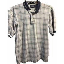Trader Bay Golf Vintage Men’s M White Check SS Cotton 1/4 Button Polo Shirt - $14.85