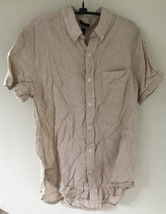 J Crew Slim Linen Blend Check Plaid Button Up Short Sleeve Shirt Medium 44&quot; - $26.99