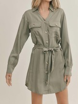 Sadie &amp; Sage mia button down dress in Olive - £38.80 GBP