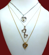 3 Heart Theda P.P.C. Infinity Gold Filled &amp; Sterling Silver Pendant Necklace Lot - £27.33 GBP