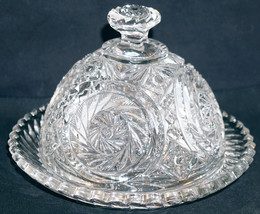 EAPG Heavy Pressed Glass Domed Lid Covered Butter Dish Great Patterns - £35.96 GBP