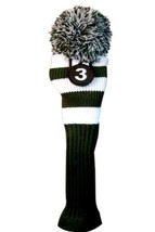 Tour #3 Fairway Metal Wood Green &amp; White Golf Headcover Knit Pom Head Cover - £828.59 GBP