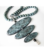 Fresh Water Pearls and Polymer Swirls Statement Polymer Clay Necklace Fa... - $760.27 MXN