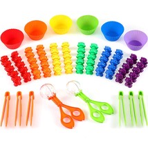 74 Pieces Counting Sorting Bears Fine Motor Skills Handy Scoopers Set Includes 6 - £20.71 GBP