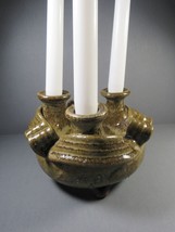 Studio Art Pottery Candle Holder For 3 Standard Tapers Heavy Well Made 6.75&quot;. - £24.67 GBP
