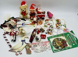 Vintage Christmas Crafters Lot Miniatures Flocked Postcard Ornament Sant... - £29.41 GBP