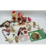 Vintage Christmas Crafters Lot Miniatures Flocked Postcard Ornament Sant... - £29.96 GBP
