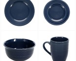 Royal Norfolk Navy Blue Embossed Stoneware Dinnerware To Choose - $39.99+