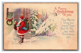 Santa Claus Sack of Toys Street Scene Merry Christmas 1926 DB Postcard P25 - £4.70 GBP