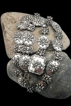Vintage Navajo Handmade Heavy Sterling Silver Concho Belt Necklace 29&quot; - £407.96 GBP