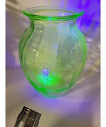 Anchor Hocking Green Uranium 8&quot; Vase Cameo Ballerina Pattern - $95.40 CAD