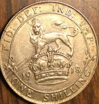 1918 UK GB GREAT BRITAIN SILVER SHILLING COIN - $18.07