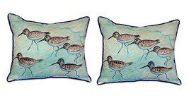 Pair of Betsy Drake Sandpipers Large Pillows 18x18 - £71.21 GBP