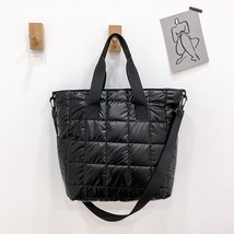 Winter Shoulder Bags For Women2021 Quilt Padded Black Nylon Handbag Large Capaci - £30.63 GBP