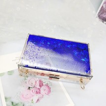 Women&#39;s  Liquid Glitter Acrylic Clutch Purse Quiand Powder Transparent Box Bags  - £71.92 GBP