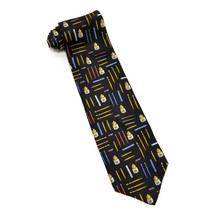 Colours By Alexander Julian Men&#39;s Neck Tie Black Artistic Design 100% Silk - £10.10 GBP
