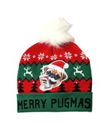 Holiday Time Women&#39;s Light Up Holiday Beanie Hat Merry Pugmas Red Green NEW - £9.16 GBP