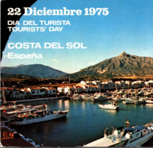 1975 Tourists Day Costa Del Sol Spain Port &amp; Boats Unposted Chrome Postcard - £7.86 GBP