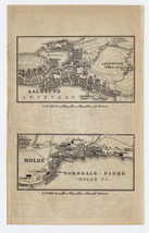 1903 ORIGINAL ANTIQUE CITY MAP OF ALESUND AALESUND / MOLDE / NORWAY - £22.50 GBP
