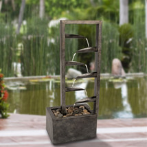 Modern Decorative Concrete &amp; Metal Electric 7-Tier Water Fountain - $282.21 CAD