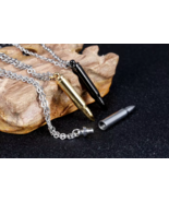 Classic Stainless Steel Hollow Point Bullet Pendant Necklace - $21.99