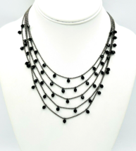 Premier Designs Black Beaded Multi Strand Layered Choker Necklace - £13.98 GBP