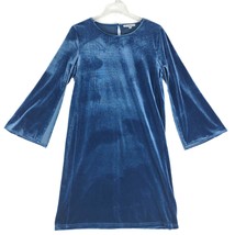 SEE AND BE SEEN Womens S Crossing Paths Cape Sleeve Blue Velvet Mini Shi... - $24.19