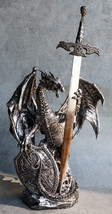 Coat Of Arms Knight Dragon With Heraldry Shield And Sword Letter Opener Figurine - £39.95 GBP