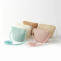  Children Girls Shoulder Bag Creative Pure Color Straw Messenger Bag for Kids  - £10.09 GBP+