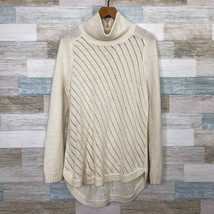 Lou &amp; Grey On Point Turtleneck Tunic Sweater Ivory Wool Alpaca Womens Me... - $29.69