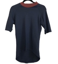 STITCH ROWING Mens Shirt Jersey Short Sleeve Mock Neck Navy Blue Crew Ne... - £11.32 GBP
