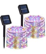 2 Pack 100 Multi-Color LED 8 Modes Solar String Lights, 33ft Waterproof ... - £12.50 GBP