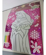 Disney Princess Holiday Foil Coloring Poster 6 Markers Aurora Sleeping B... - £19.27 GBP