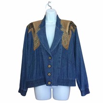 Vintage City Girl Petites Embellished Denim Jean Western Jacket Size 10 - £35.60 GBP