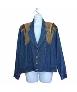 Vintage City Girl Petites Embellished Denim Jean Western Jacket Size 10 - £35.50 GBP