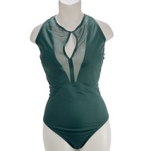 TAHITI Womens Monokini Green Illusionist 1 Piece Mesh Accent Wide Straps... - $21.60