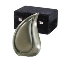 Large/Adult 170 Cubic Inches Tear Drop Brushed Pewter Cremation Urn with case - £180.85 GBP
