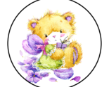 30 CUTE TEDDY BEAR AND FLOWERS ENVELOPE SEALS STICKERS LABELS TAGS 1.5&quot; ... - $7.94