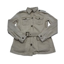 LRL Ralph Lauren Jacket Womens S Beige Parka Belted Pocket Button Spread Collar - $28.59