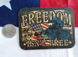 100% LEATHER FREEDOM ISN&#39;T FREE Motorcycle Military Patch Sticky Back - £7.97 GBP