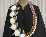 Graduation Money Lei (12) Leaf Bills Purple Gold Four Braided Ribbon Foa... - £72.17 GBP