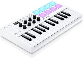 M-Wave 25 Key Usb Midi Keyboard Controller (White) With 8 Backlit Drum P... - $116.92