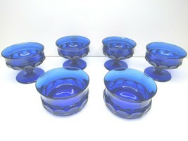 6 VTG Tiara Glass Kings Crown Thumbprint Cobalt Blue (4) Sherbet (2) Bowls MCM - £34.71 GBP