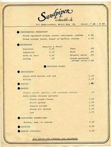 Sandpiper Continental Cafe Menu Morro Bay California 1980&#39;s - £13.97 GBP