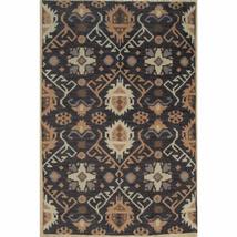 EORC Buy Hand-Knotted Wool Black Traditional Geometric Oushak Rug Online - £677.57 GBP