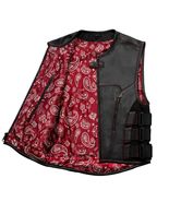 Men&#39;s Black Arm Leather Vest W/ Red Paisley Lining &amp; Thread Concealed Wa... - £55.08 GBP+