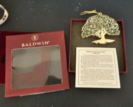 Baldwin Christmas Ornament LIberty Tree Gold and Green Metal - £11.87 GBP