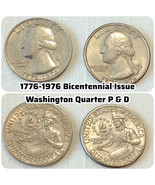 US Pair P D 1776-1976 Washington Qtr - Phila and Denver Mint Bicentennia... - $6.75 CAD